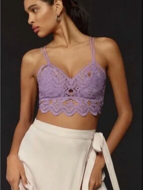 NWOT Anthropologie Viviette Lace Bralette Crop Top in Lavender small